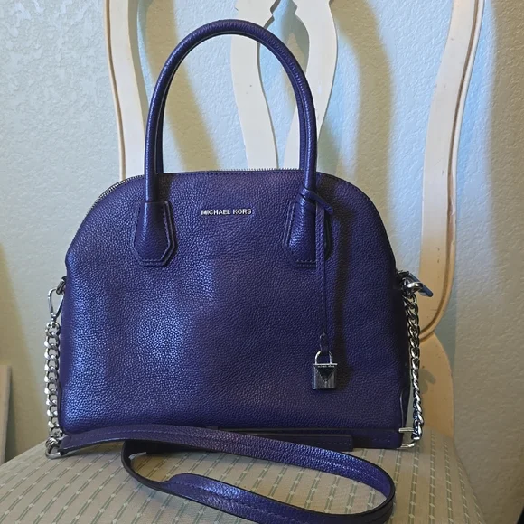 Michael Kors Purple Handbag Dome Satchel - Picture 1 of 8